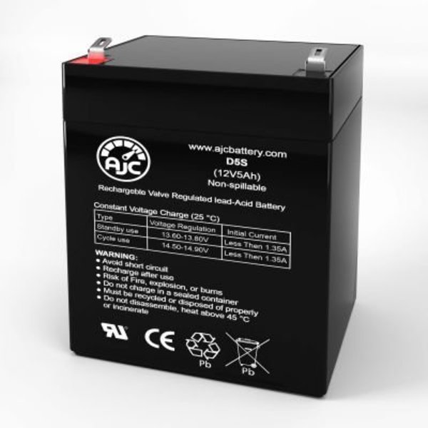 Battery Clerk AJC GE Caddx 60681 Alarm Replacement Battery 5Ah, 12V, F1 AJC-D5S-J-0-186231